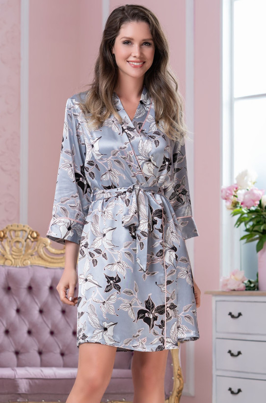 Халат шелковый Mia Amore "Flavia" 3753 серый