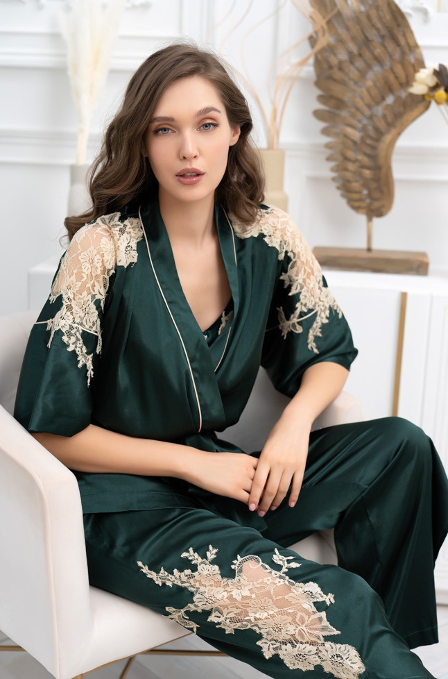 Комплект-тройка домашний женский Mia-Amore "Fellini" 3916 малахит