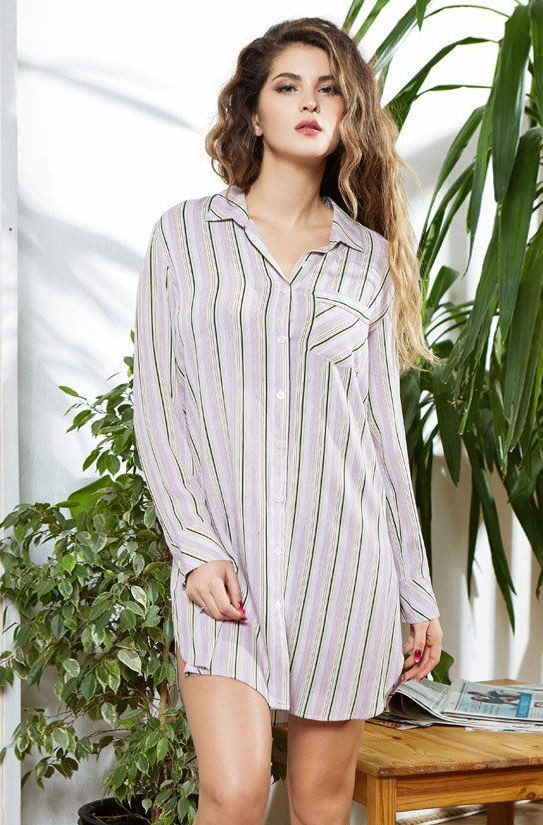 Туника домашняя женская на пуговицах Mia-Mia "Noemi" 16412 сиреневый