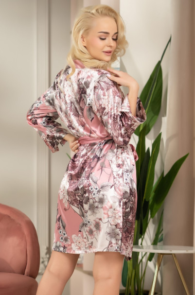 Халат короткий шелковый на пуговицах Mia Amore  "Brenda" 3847