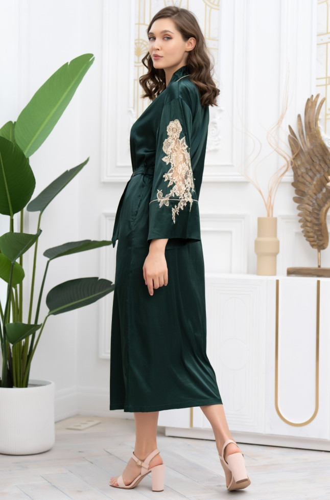 Халат длинный домашний женский Mia-Amore "Fellini" 3919 малахит 