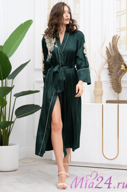 Халат длинный домашний женский Mia-Amore "Fellini" 3919 малахит  Халат длинный домашний женский Mia-Amore "Fellini" 3919 малахит
