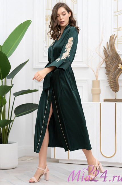 Халат длинный домашний женский Mia-Amore "Fellini" 3919 малахит  Халат длинный домашний женский Mia-Amore "Fellini" 3919 малахит