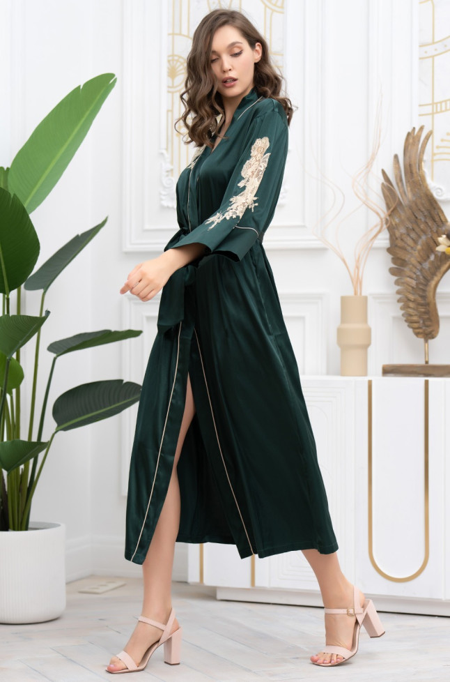 Халат длинный домашний женский Mia-Amore "Fellini" 3919 малахит 