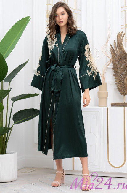 Халат длинный домашний женский Mia-Amore "Fellini" 3919 малахит  Халат длинный домашний женский Mia-Amore "Fellini" 3919 малахит