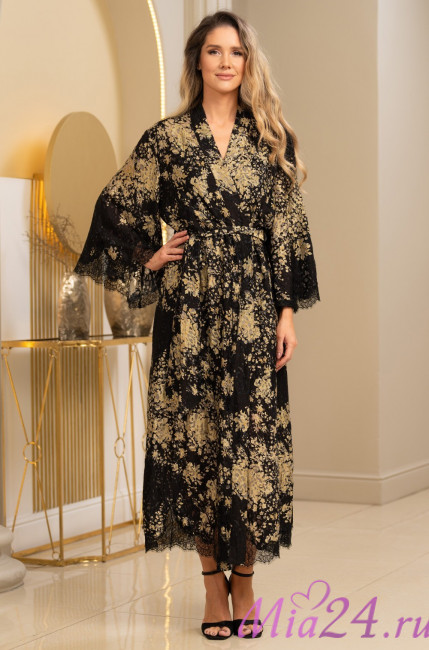 Халат длинный женский шелковый Mia-Amore "Versalle" 4399