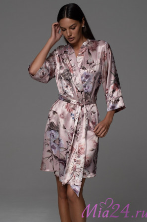 Халат короткий женский Philomena 4853 'Mia-Amore' - шелковый, с принтом Халат короткий женский Philomena 4853 'Mia-Amore' - шелковый, с принтом