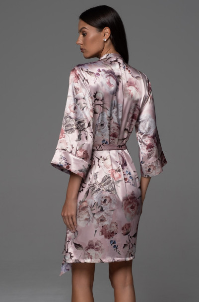 Халат короткий женский Philomena 4853 'Mia-Amore' - шелковый, с принтом 