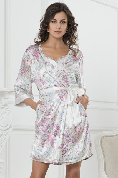 Халат шелковый Mia-Amore "Sophia" 5933 молочный