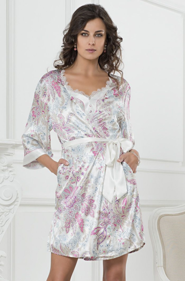 Халат шелковый Mia-Amore "Sophia" 5933 молочный