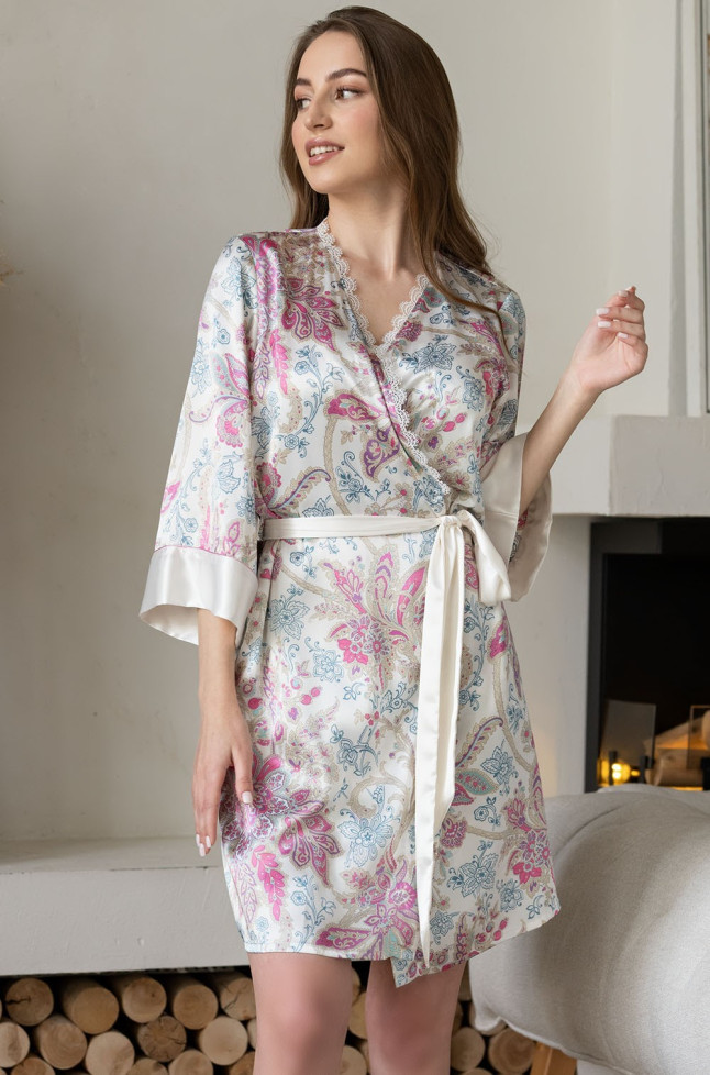 Халат шелковый Mia-Amore "Sophia" 5933 молочный