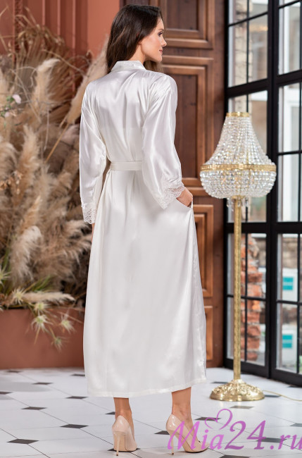 Халат длинный шелковый Mia-Amore "Isabella" 3189 молочный 