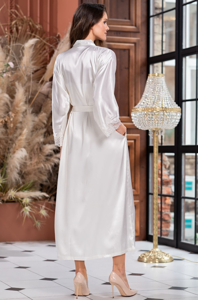 Халат длинный шелковый Mia-Amore "Isabella" 3189 молочный 