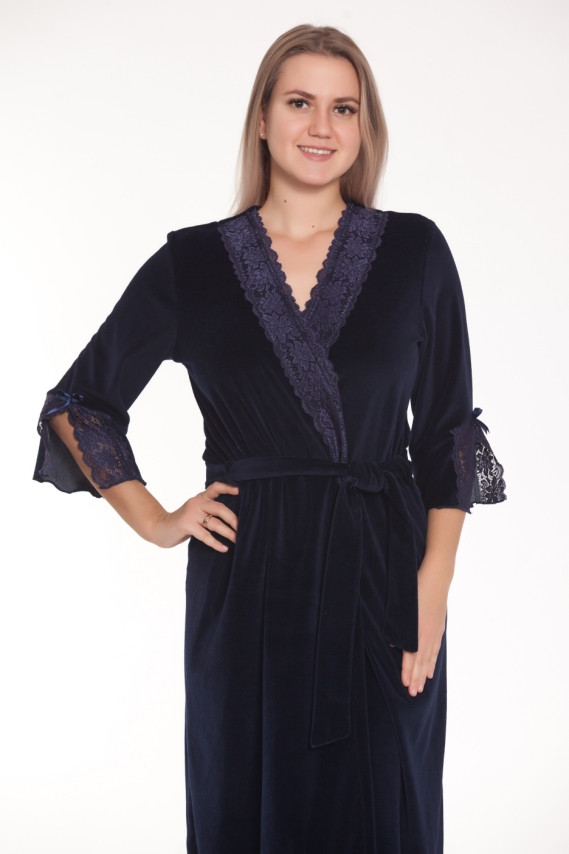 Халат велюровый женский Весталия 3773 синий