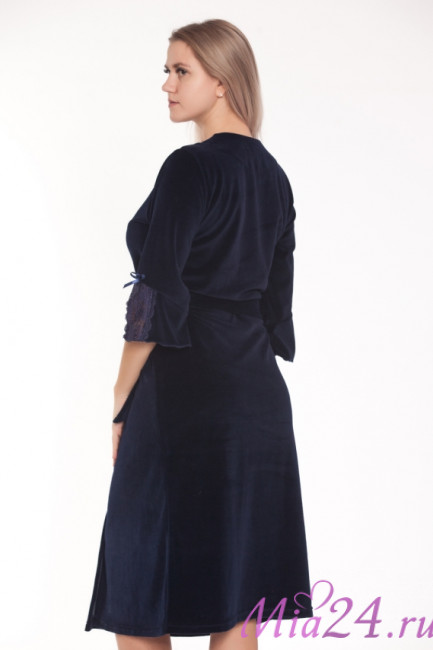 Халат велюровый женский Весталия 3773 синий Халат велюровый женский Весталия 3773 синий