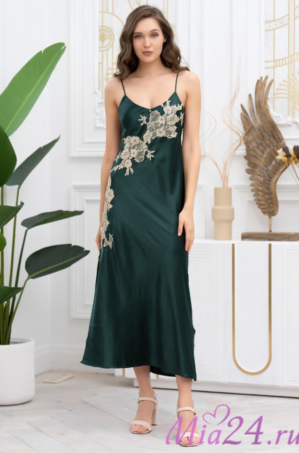 Сорочка длинаая женская шелковая Mia-Amore "Fellini" 3918 малахит Сорочка длинаая женская шелковая Mia-Amore "Fellini" 3918 малахит