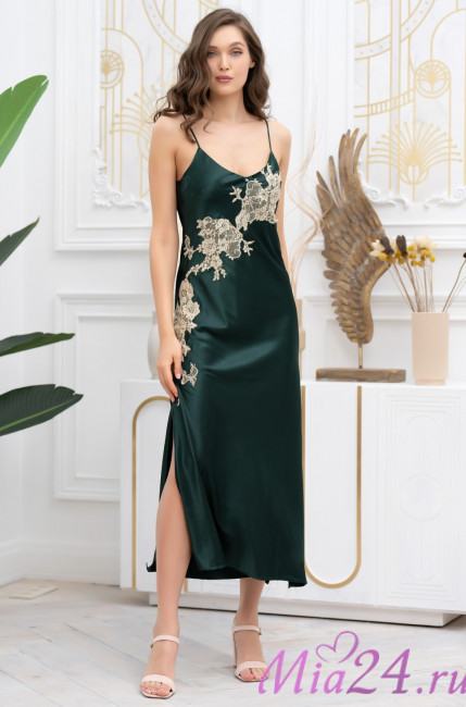 Сорочка длинаая женская шелковая Mia-Amore "Fellini" 3918 малахит Сорочка длинаая женская шелковая Mia-Amore "Fellini" 3918 малахит