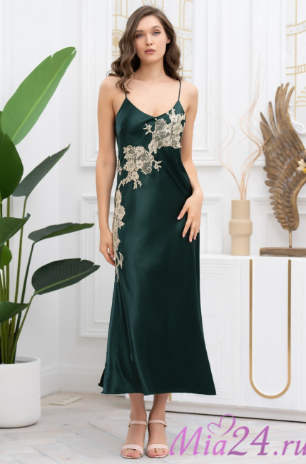 Сорочка длинаая женская шелковая Mia-Amore "Fellini" 3918 малахит Сорочка длинаая женская шелковая Mia-Amore "Fellini" 3918 малахит