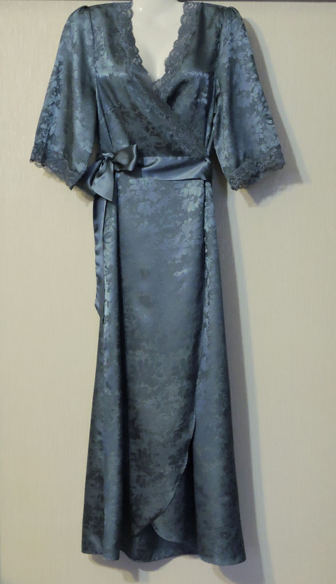 Халат женский длинный из жаккарда Mia-Mia "Anabel" 17119 серо-голубой