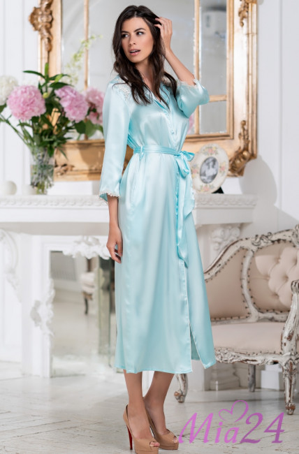 Халат длинный шелковый Mia-Amore "Brigitte" 3689 голубой Халат длинный шелковый Mia-Amore "Brigitte" 3689 голубой