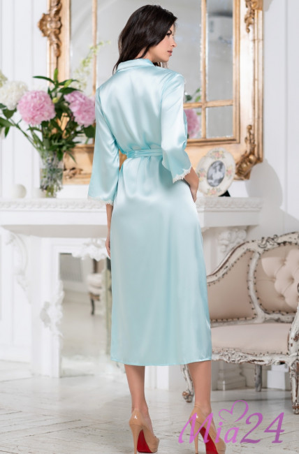 Халат длинный шелковый Mia-Amore "Brigitte" 3689 голубой Халат длинный шелковый Mia-Amore "Brigitte" 3689 голубой