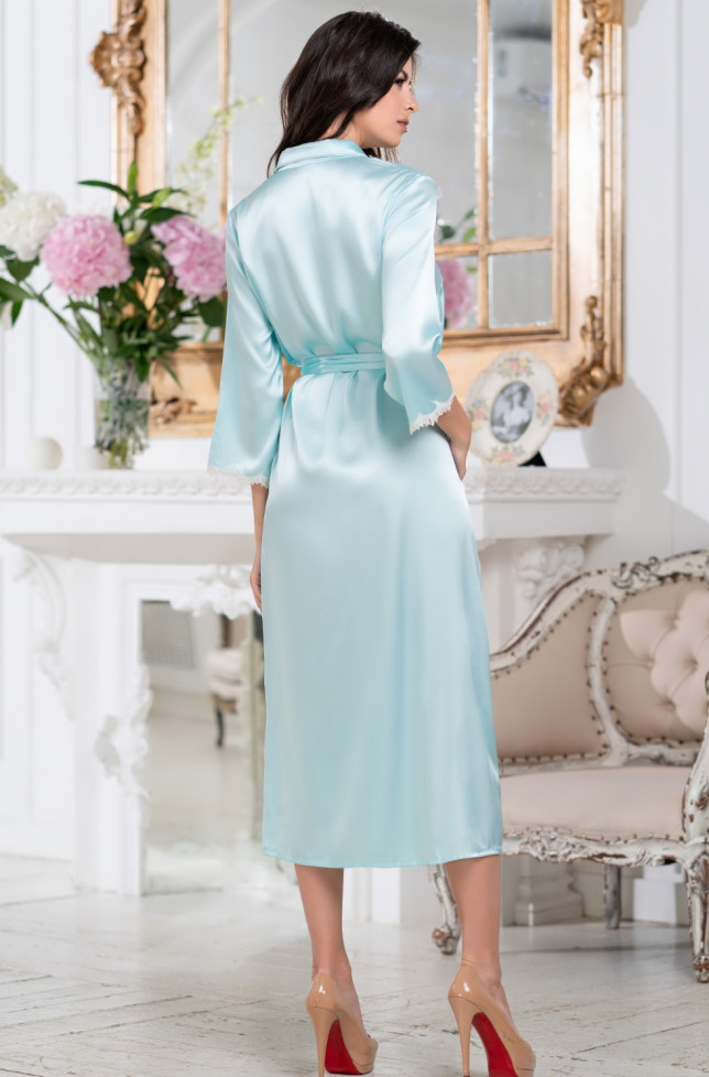 Халат длинный шелковый Mia-Amore "Brigitte" 3689 голубой