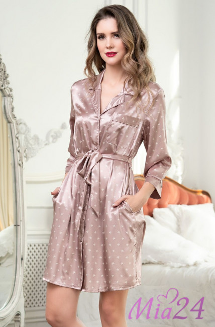 Халат женский на пуговицах Mia-Mella "Clever" 8947 бежевый