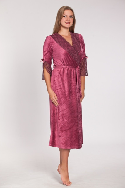 Халат велюровый женский Весталия 3773 бордо