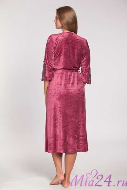 Халат велюровый женский Весталия 3773 бордо