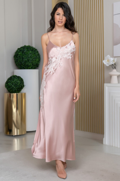 Сорочка длинаая женская шелковая Mia-Amore "Fellini" 3918 пудра