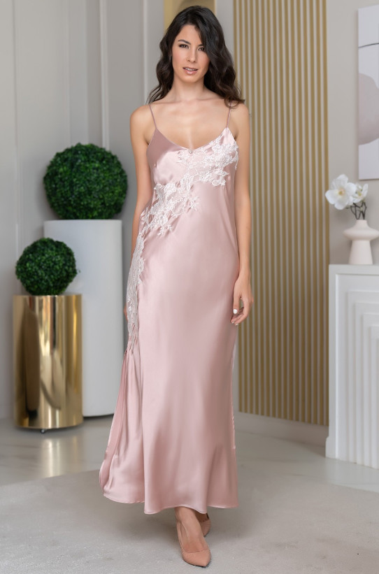 Сорочка длинаая женская шелковая Mia-Amore "Fellini" 3918 пудра