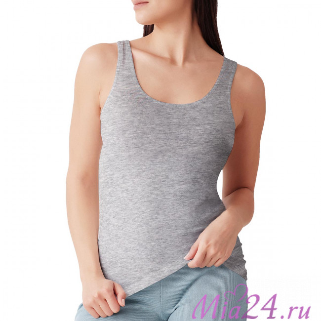 Майка женская из хлопка Cotonella "L'Altra" GD009 серый меланж