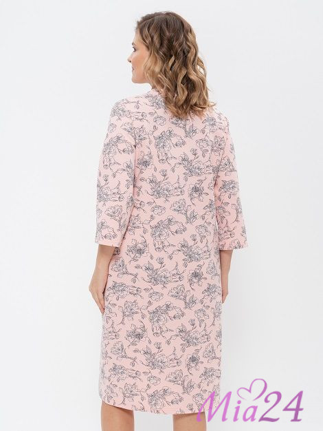 Халат женский на пуговицах "Cleo" 832 розовый Халат женский на пуговицах "Cleo" 832 розовый