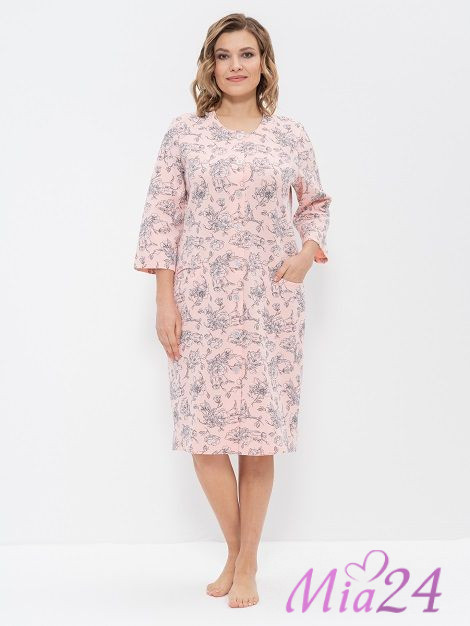 Халат женский на пуговицах "Cleo" 832 розовый Халат женский на пуговицах "Cleo" 832 розовый