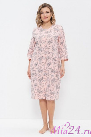 Халат женский на пуговицах "Cleo" 832 розовый