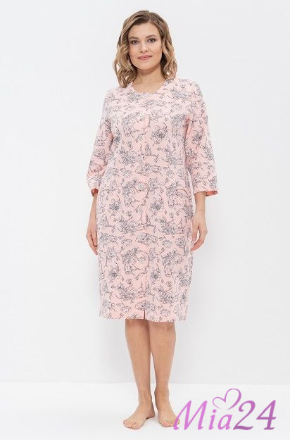 Халат женский на пуговицах "Cleo" 832 розовый Халат женский на пуговицах "Cleo" 832 розовый