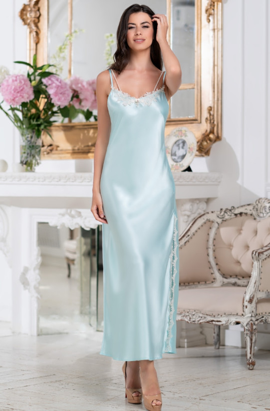 Сорочка длинная шелковая Mia-Amore "Brigitte" 3688 голубой