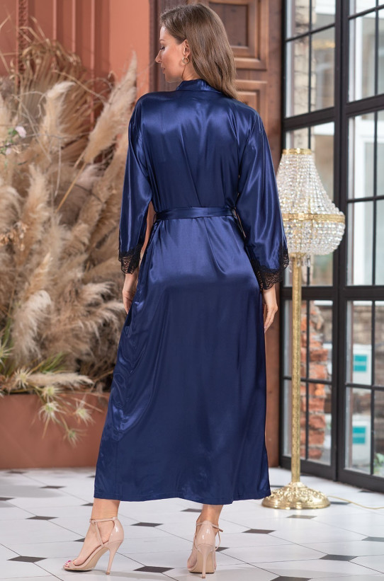 Халат длинный шелковый Mia-Amore "Isabella" 3189 синий