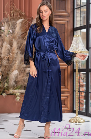Халат длинный шелковый Mia-Amore "Isabella" 3189 синий