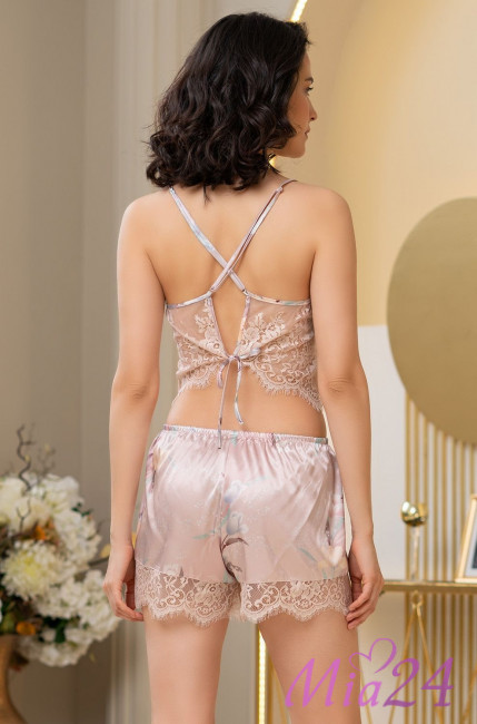 Пижама-тройка женская с кружевом шелковая Mia-Amore "Milinda" 3724 Пижама-тройка женская с кружевом шелковая Mia-Amore "Milinda" 3724