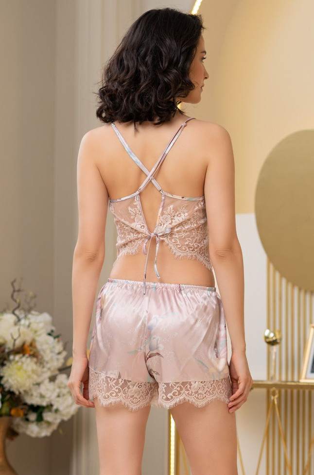 Пижама-тройка женская с кружевом шелковая Mia-Amore "Milinda" 3724