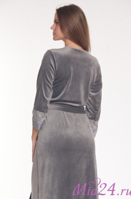 Халат велюровый женский Весталия 3781 стальной Халат велюровый женский Весталия 3781 стальной