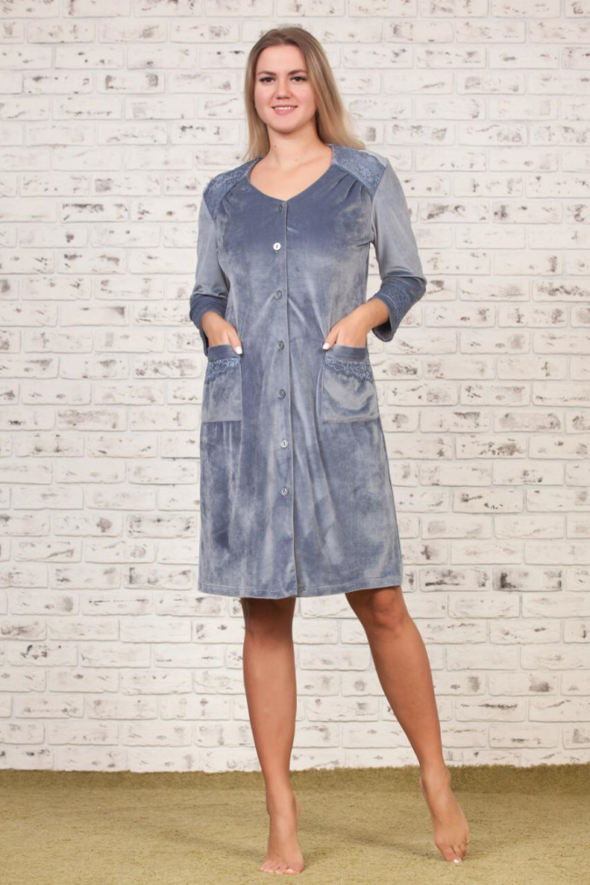 Халат велюровый женский Весталия 3781 стальной