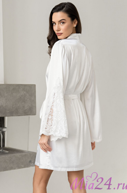 Халат женский шелковый Mia-Amore "Marjory"  3963 белый 