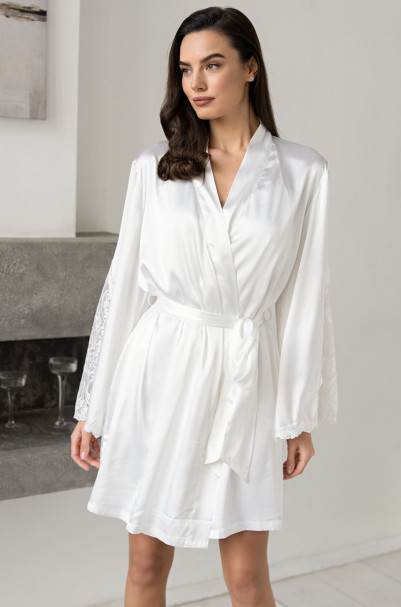 Халат женский шелковый Mia-Amore "Marjory"  3963 белый 