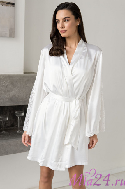 Халат женский шелковый Mia-Amore "Marjory"  3963 белый 