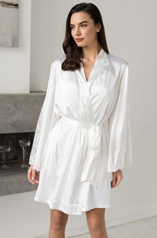 Халат женский шелковый Mia-Amore "Marjory"  3963 белый 