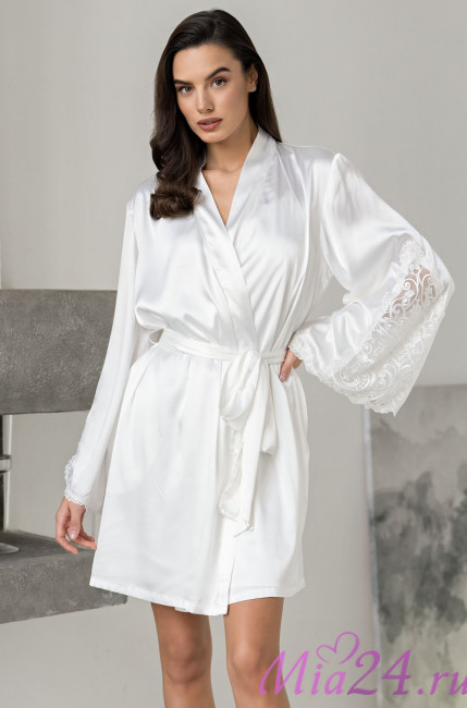 Халат женский шелковый Mia-Amore "Marjory"  3963 белый 