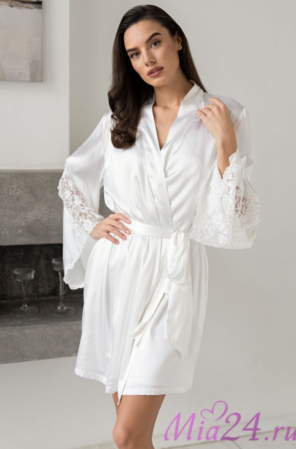 Халат женский шелковый Mia-Amore "Marjory"  3963 белый 