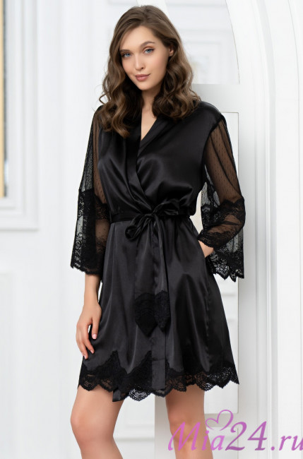 Халат женский шелковый Mia-Amore "Aurelia"  3893 черный